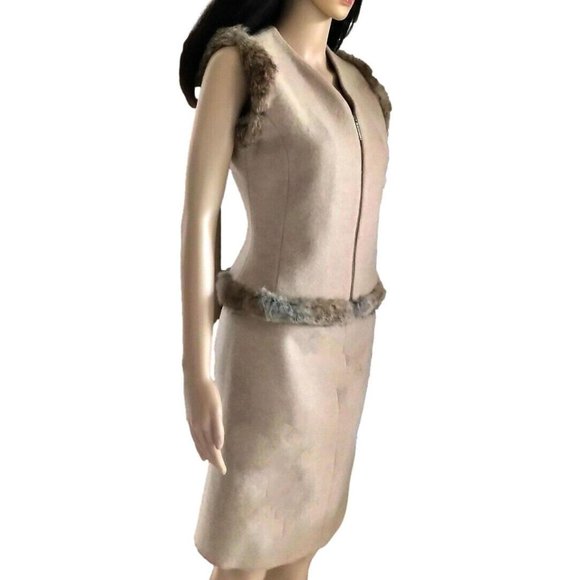 Gianfranco Ferre Beige Tan Mink Fur Skirt Suit 4 S - Picture 3 of 9